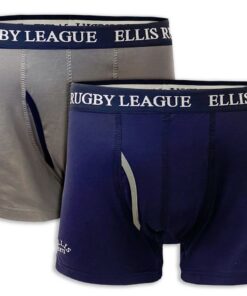 Ellis Rugby - Men's Rugby League Boxer 2-Pack Trunks - Navy/Grey - 3XL