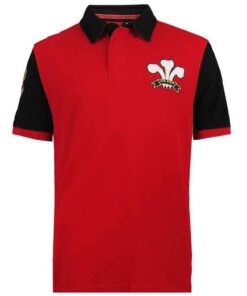 Ellis Rugby - Men's Wales Rugby Shirt Polo Vintage Style - Red - S