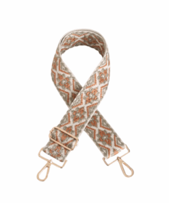 Embroidered Interchangeable Bag Strap with Gold Clips - Olive & Orange