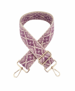 Embroidered Interchangeable Bag Strap with Gold Clips - Purple & Pink