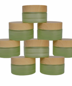 Empty Frosted Green Glass Jars 30ml Pack of 8 for DIY Beauty Products