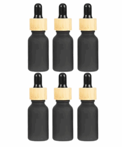 Empty Glass Dropper Bottles 15ml Pack of 6 for DIY Beauty Products - Black 15ml