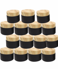 Empty Glass Jars with Wooden Lid - 5ml - Pack of 15 for DIY Beauty Products - Black 5ml