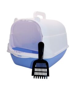 Enclosed Cat Litter Box - Pet Toilet With Cover And Scoop - Blue