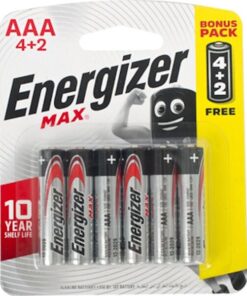 Energizer 1.5v MAX Alkaline AAA Battery Card 4+2 Free