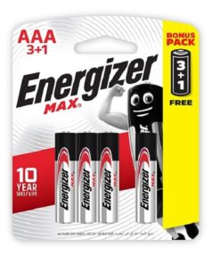 Energizer E92BP3+1 1.5V MAX Alkaline AAA Card 3+1 Free