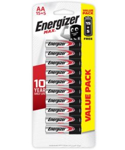 Energizer MAX Alkaline AA Battery Card 15+5 Free