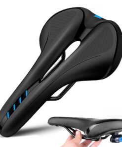 Ergonomic Shock Absorbing Bike Seat Cushion with Rechargeable LED Light - Blue