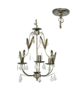 Eurolux - Chandelier 3 Lights Crystals Antique Brass