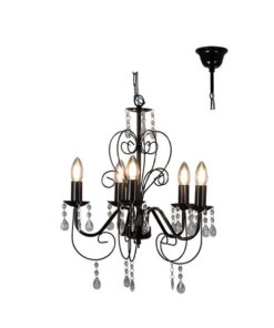 Eurolux - Cleo 5 Arm Black Chandelier