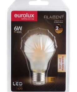 Eurolux LED Soft Hue Filament A60 E27 6w Warm White