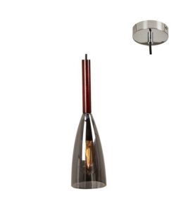 Eurolux - Pendant Dark Wood/Smokey Glass - 100mm