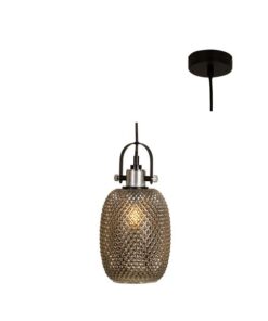 Eurolux - Pendant Glass 160 E27 Chrome/Smokey Grey