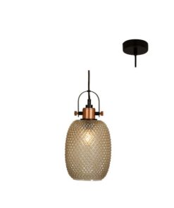 Eurolux - Pendant Glass 160 E27 Copper/Cognac