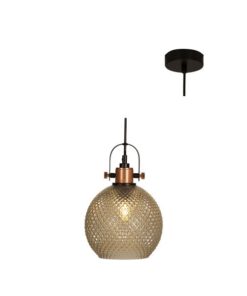 Eurolux - Pendant Glass 200 E27 Copper/Cognac