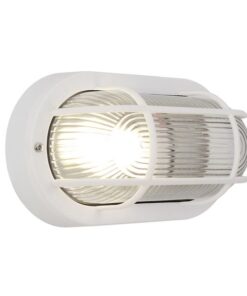 Eurolux - Small Oval Plastic Bulkhead With Grid White 60W