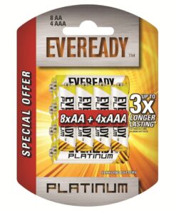 Eveready Platinum Alkaline 8 x AA & 4 x AAA Batteries (Pack of 12)