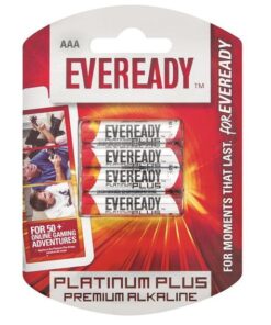 Eveready Platinum Plus Premium Alkaline AAA Batteries (Pack of 4)