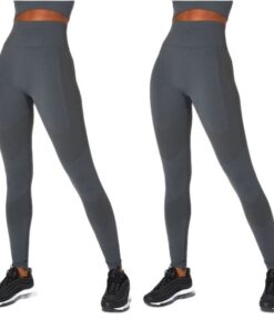 Everlast Women - 2 Pack Super High Waisted Racer Leggings - Shark Grey - Parallel Import - L