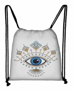 Evil Eye Drawstring Backpack - White