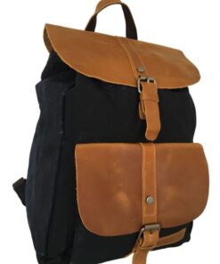Exclusive Waxed Canvas with Leather Finishing Laptop Backpack - Charcoal