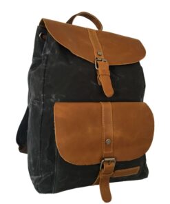 Exclusive Waxed Canvas with Leather Finishing Laptop Backpack - Navy