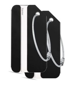 Executive Luggage Travel Name Tag With Metal Cable (2 Piece) - Black