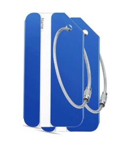 Executive Luggage Travel Name Tag With Metal Cable (2 Piece) - Blue