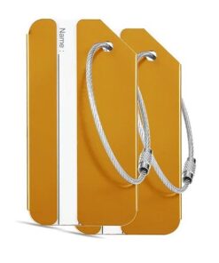 Executive Luggage Travel Name Tag With Metal Cable (2 Piece) - Gold