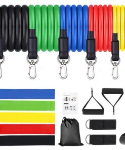 Exercise Resistance Bands Latex Elastic Yoga Straps With Handles Set Of 17