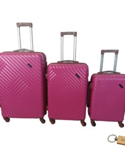 Expert Hard Outer Shell Suitcase - Quad Wheel-G2 With SMTE Bag Tag - 3-Piece - Magenta Pink