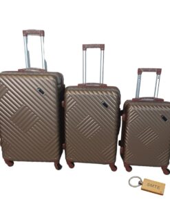 Expert Hard Outer Shell Suitcase - Quad Wheel-G2 With SMTE Bag Tag - 3-Piece - Mocha Brown