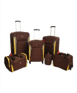 Expert Travel Ware 6 Piece Luggage Set - Brown/Yellow/Grey