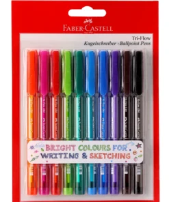 Faber Castell Tri-Flow Coloured Ball Point Pens Pack Of 10