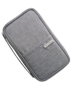 Family Travel Document Organizer Capacious Passport Holder Wallet - Gray