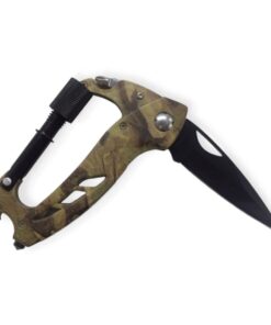 FAS Camo Folding Pocket Knife With Carabiner Hook - JA0058