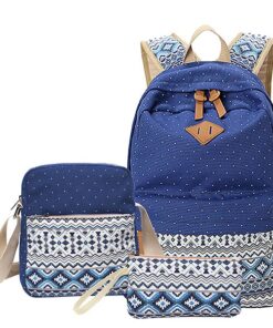 Fashion Backpack for Teen Girls - Navy (Set of 3)