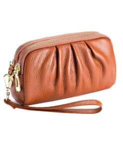 Fashion Leather Clutch Wallet Double Zipper Card Holder Money Purse - Brown