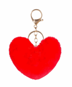 Fashion Red Love Heart-shaped Plush Key Chain Couple imitation rabbit fur. - Red