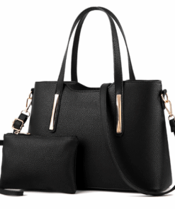 Fashion single shoulder bag ladies two-piece set - Black