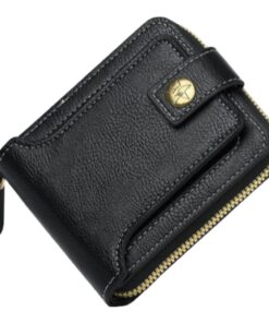 Fashion Vintage Leather Travelling Bi-Fold Wallet - 12cm - Black