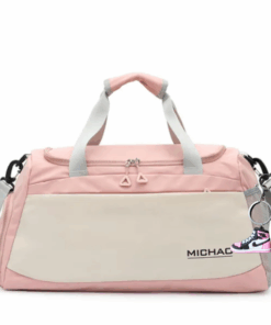 Fashionable Multi Task Travel Gym Duffel Bag With Keyring Accessory - Light Pink