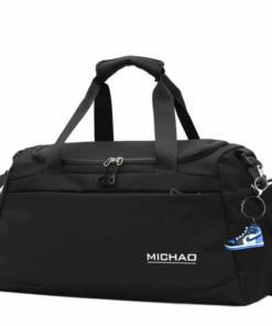 Fashionable Multi Task Travel Gym Duffel Bag With Keyring Accessory - Noir