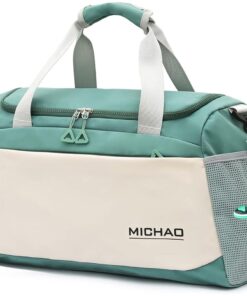 Fashionable Multi Task Travel Gym Duffel Bag With Keyring Accessory - Sage Green