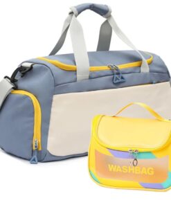 Fashionable Sports Gym Travel Duffel Bag with Toiletry Bag - Ocean Blue