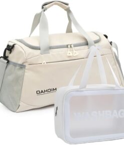 Fashionable Sports Gym Travel Duffel Bag with XXL Toiletry Bag - Beige