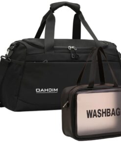 Fashionable Sports Gym Travel Duffel Bag with XXL Toiletry Bag - Noir