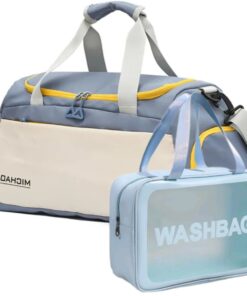 Fashionable Sports Gym Travel Duffel Bag with XXL Toiletry Bag - Ocean Blue