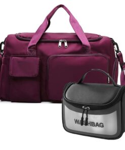 Fashionable Waterproof Multi Task Travel Gym Duffel Bag With Toiletry Bag - Dark Red