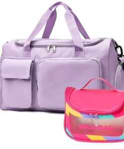 Fashionable Waterproof Multi Task Travel Gym Duffel Bag With Toiletry Bag - Light Purple